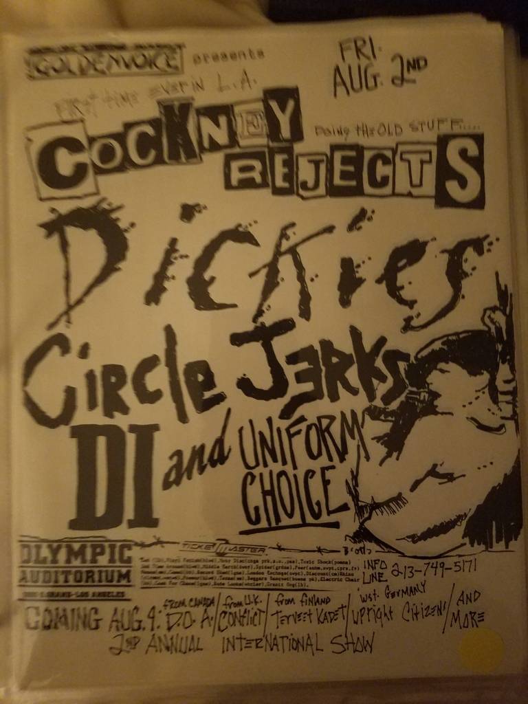 $20 PUNK FLYER - COCKNEY REJECTS DICKIES CIRCLE JERKS DI