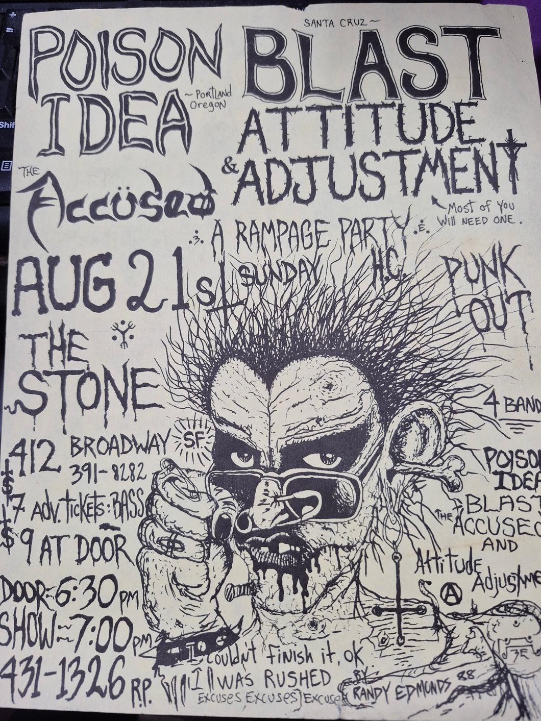 $20 PUNK FLYER  (8.5 x 11) POISON IDEA BLAST ACCUSED