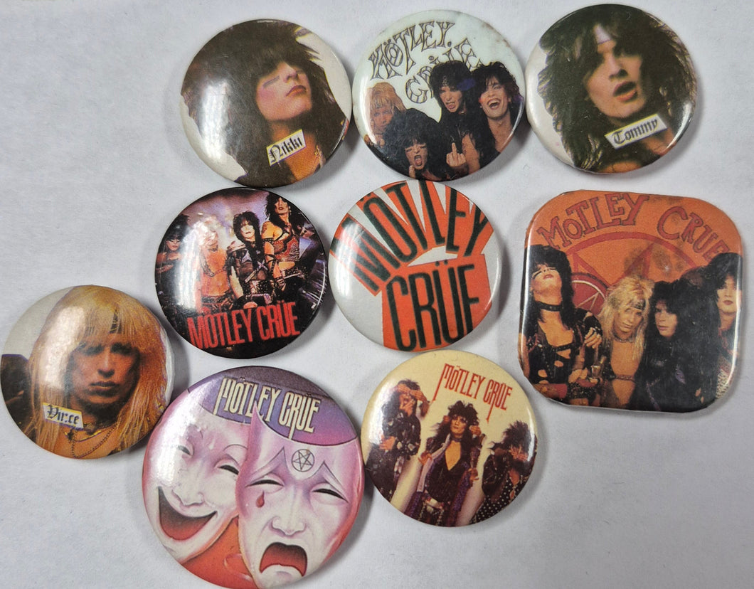 PINS/STICKERS/MISC -  Vintage Motley Crue Buttons Lot