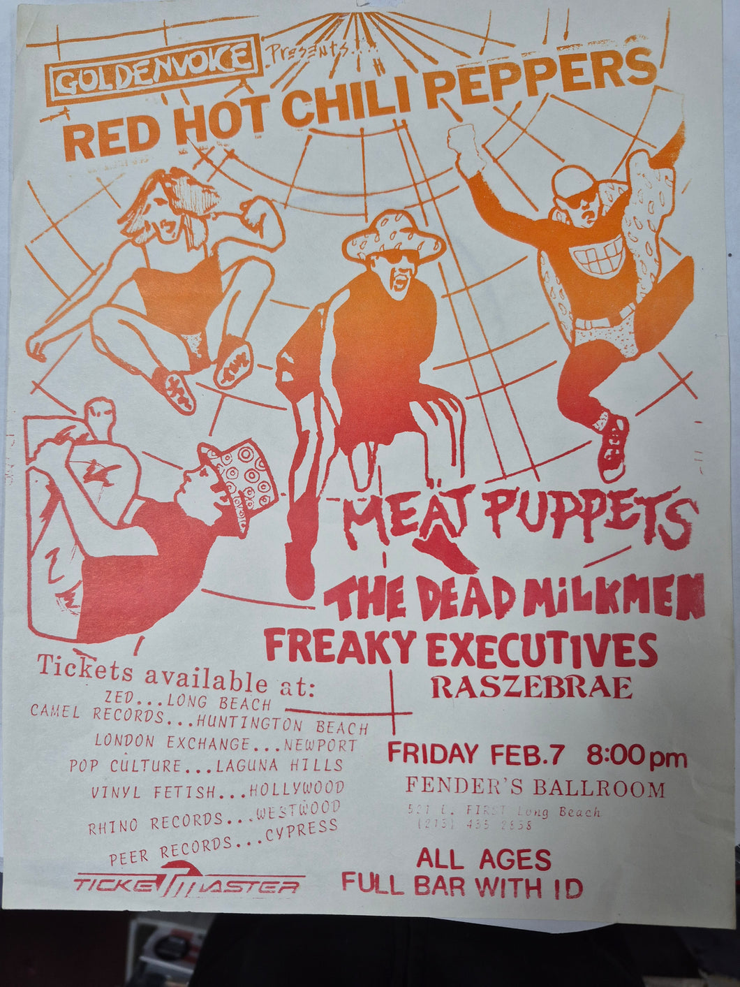 $30 PUNK FLYER - (8.5 x 11) Red Hot Chili Peppers Meat Puppets