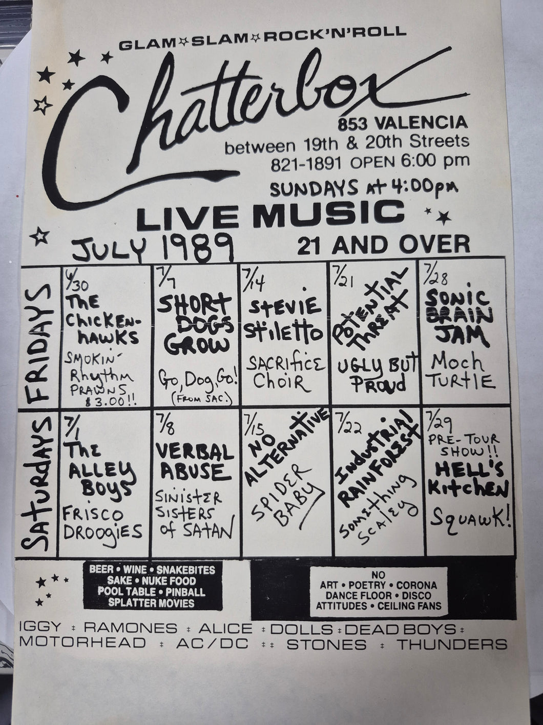 $5 PUNK FLYER - (14 x 8.5) Chatterbox Calendar