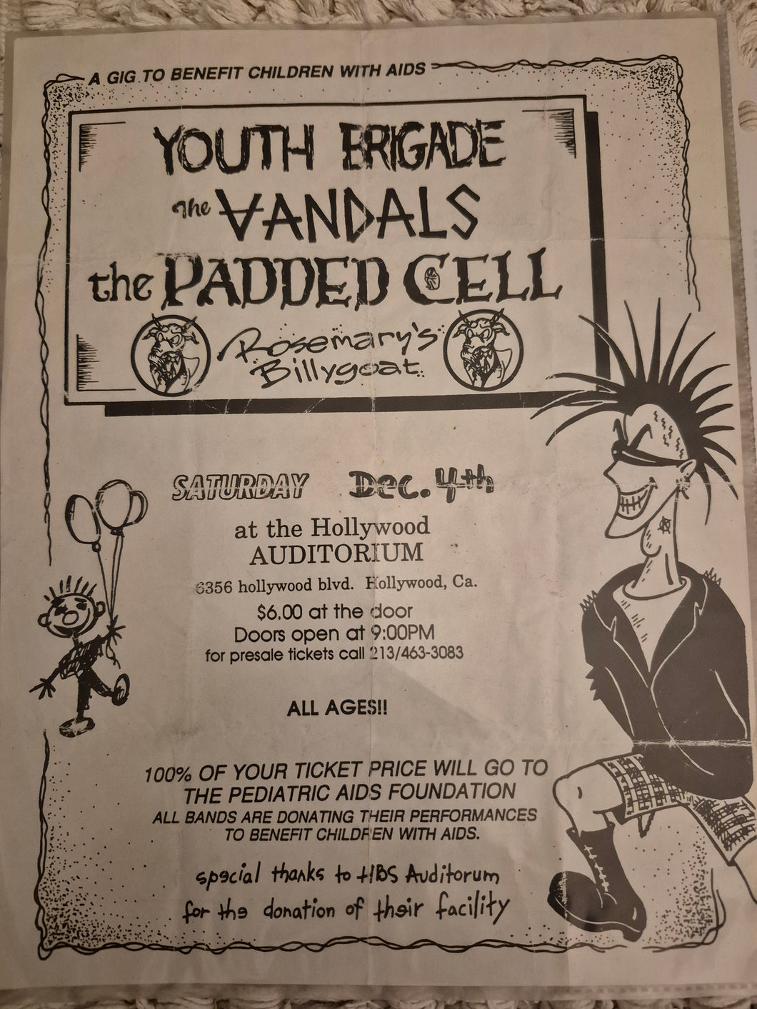 $10 PUNK FLYER - (11 x 8.5) Youth Of Today Vandals