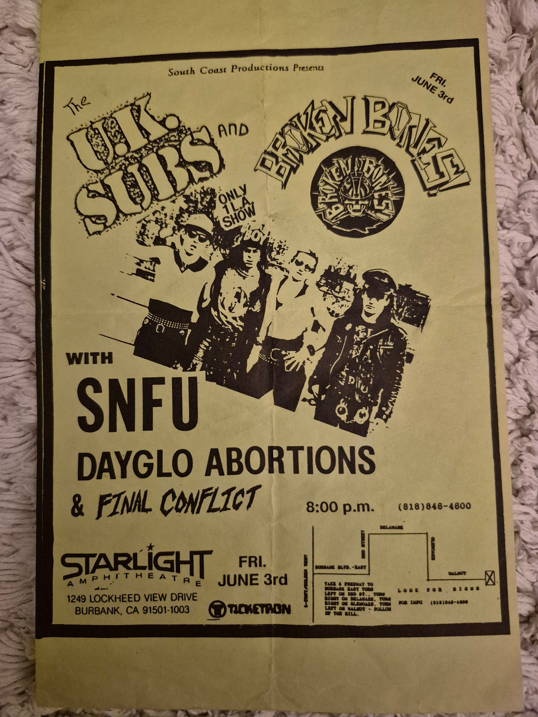 $10 PUNK FLYER - (5.5 x 8.5) Uk Subs Broken Bones SNFU