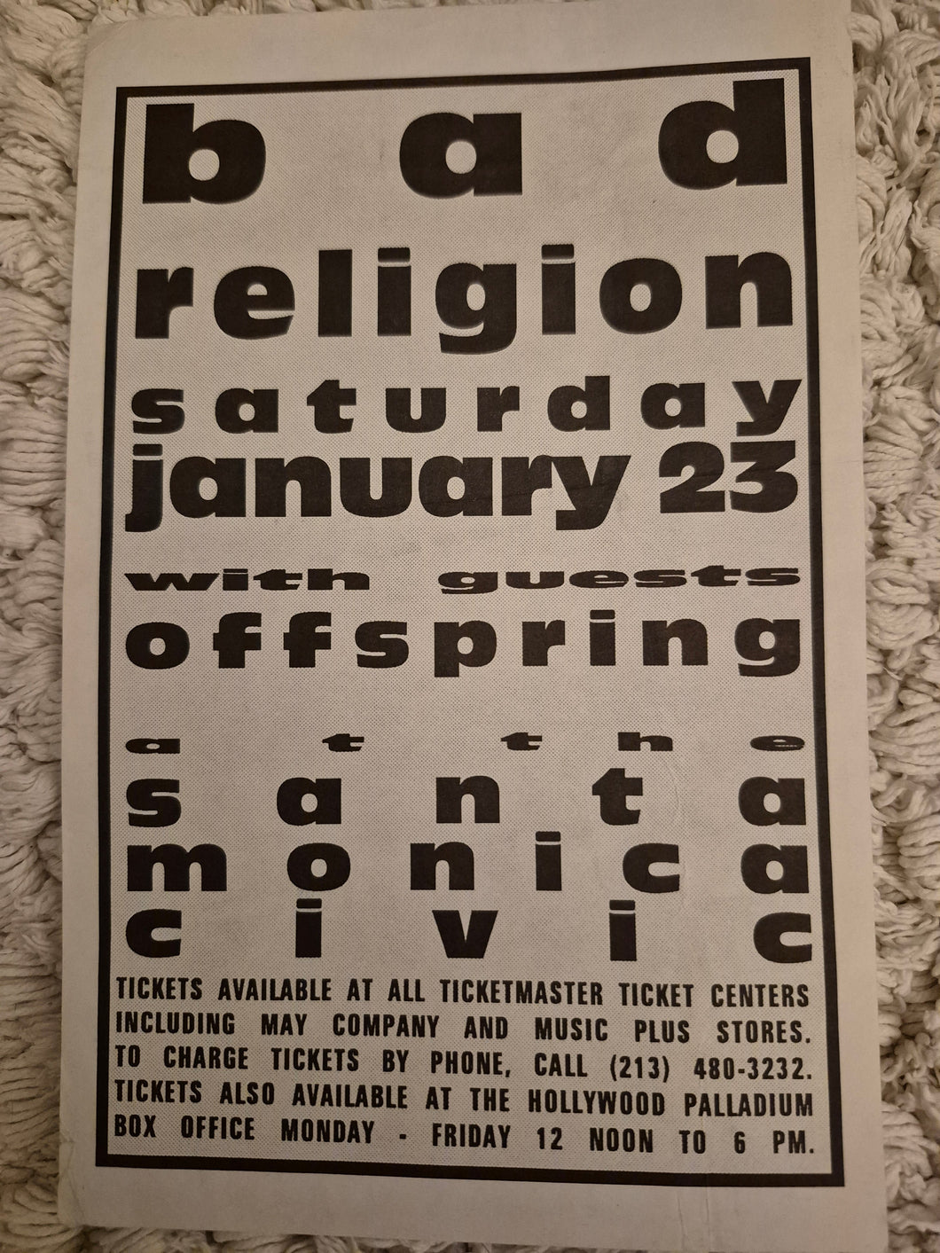 $10 PUNK FLYER - (5.5 x 8.5) Bad Religion Offspring