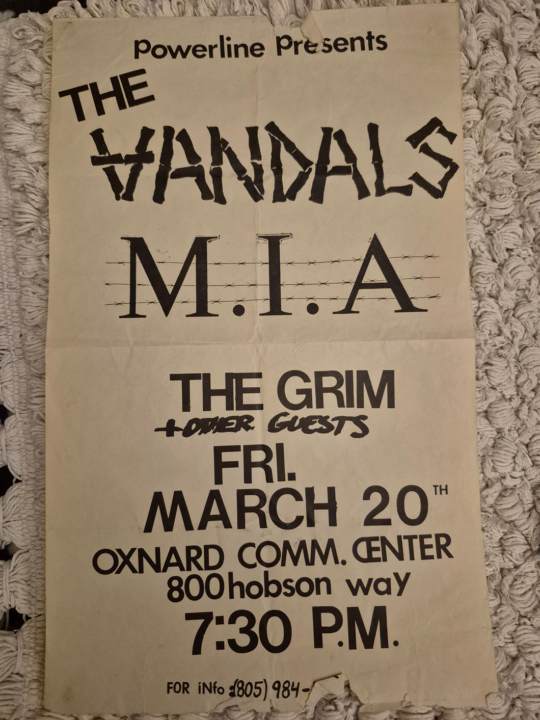 $15 PUNK FLYER - (11x14) Vandals MIA Grim
