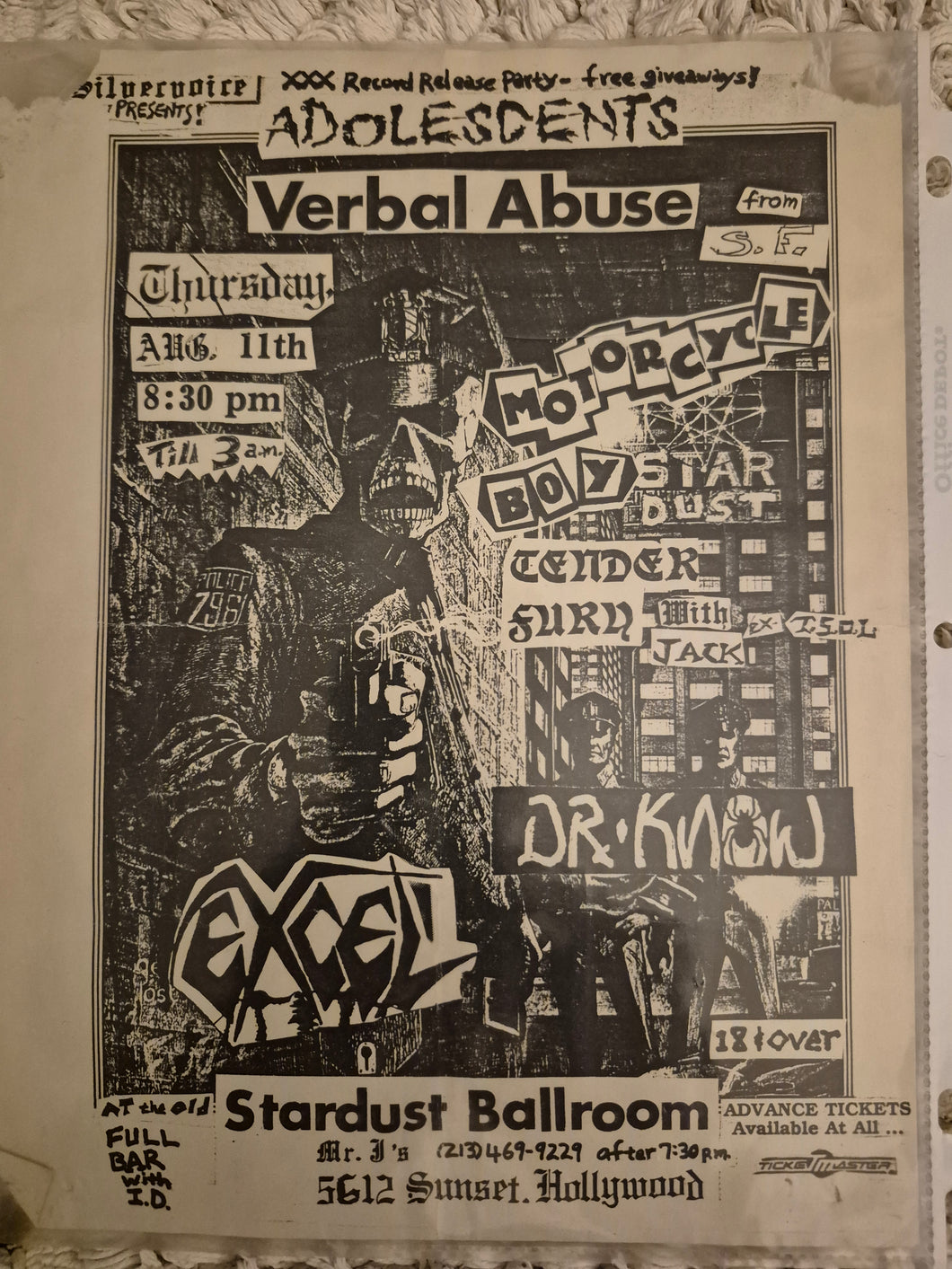 $15 PUNK FLYER - (11x8.5) Verbal Abuse Adolescents Dr Know