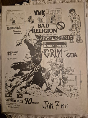 $15 PUNK FLYER - (11x8.5) Bad Religion Flower Leperds Grim