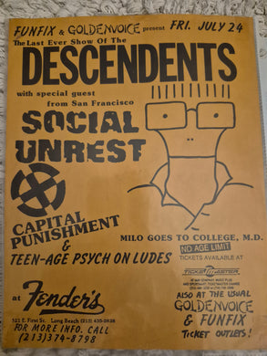 $20 PUNK FLYER  (8.5 x 11) Descendents Social Unrest