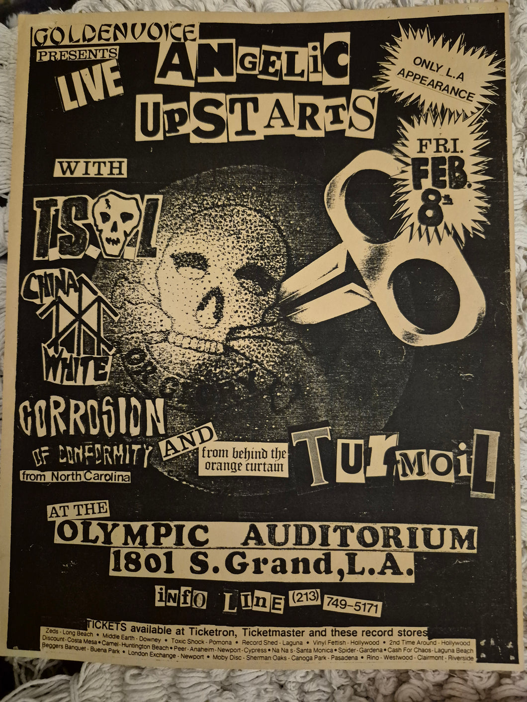 $20 PUNK FLYER  (8.5 x 11) Angelic Upstarts TSOL COC