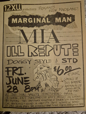 $20 PUNK FLYER  (8.5 x 11) MIA Ill Repute Marginal Man