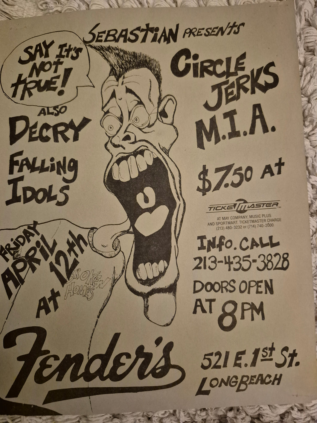 $20 PUNK FLYER  (8.5 x 11) Decry Circle Jerks