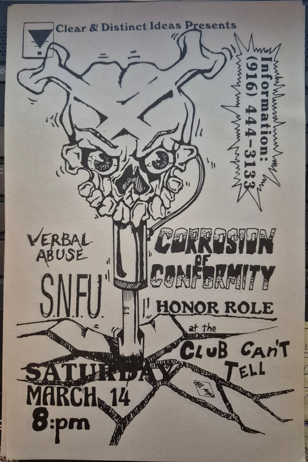 $20 PUNK FLYER  (8.5 x 4.5) Corrosion Of Conformity SNFU