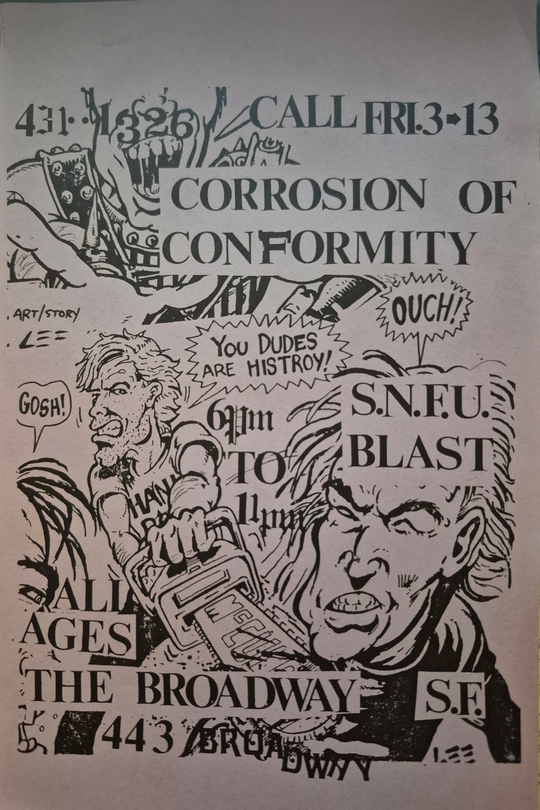 $20 PUNK FLYER  (8.5 x 4.5) Corrosion Of Conformity SNFU
