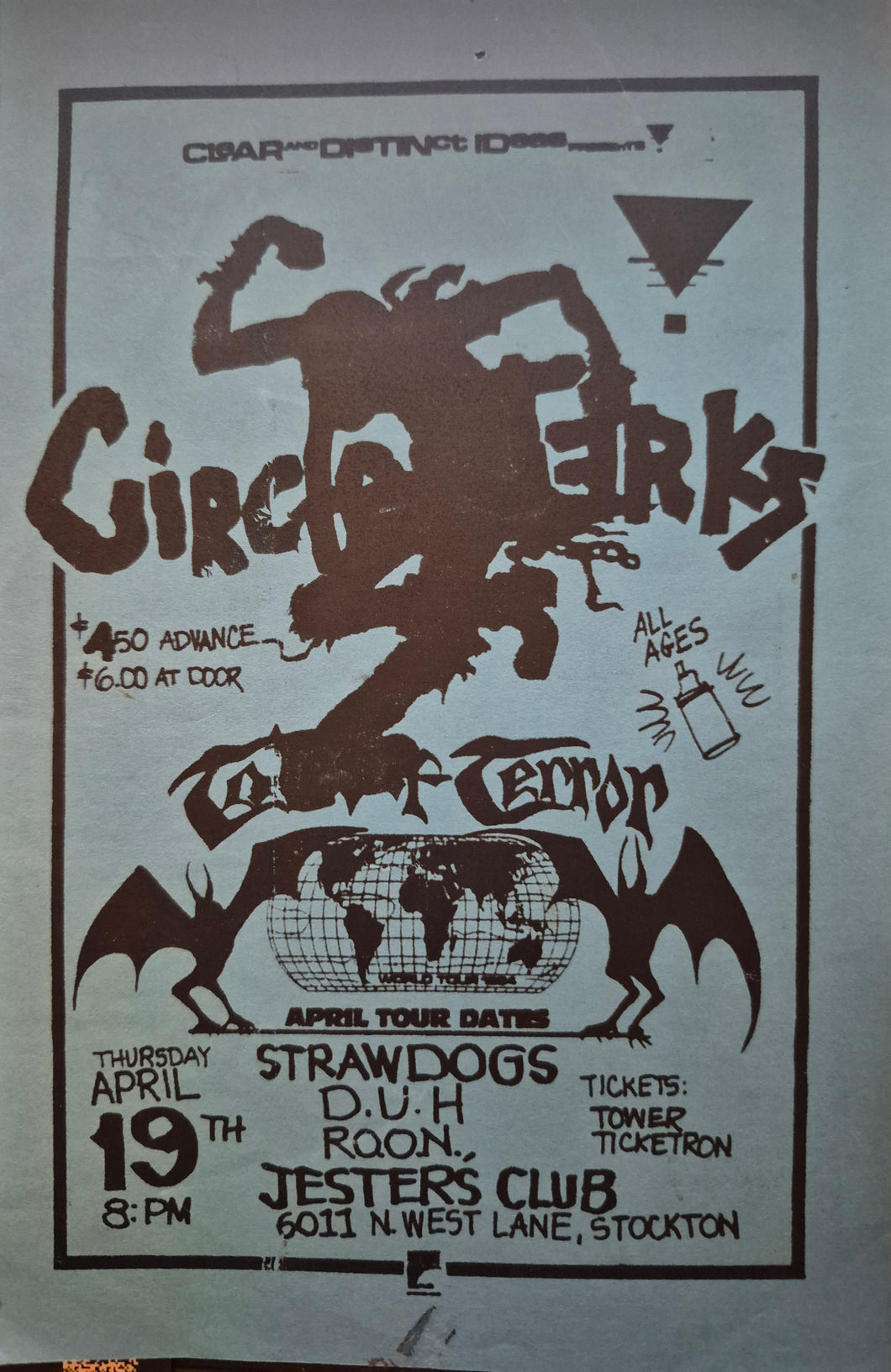 $20 PUNK FLYER  (8.5 x 4.5) Circle Jerks Tales Of Terror
