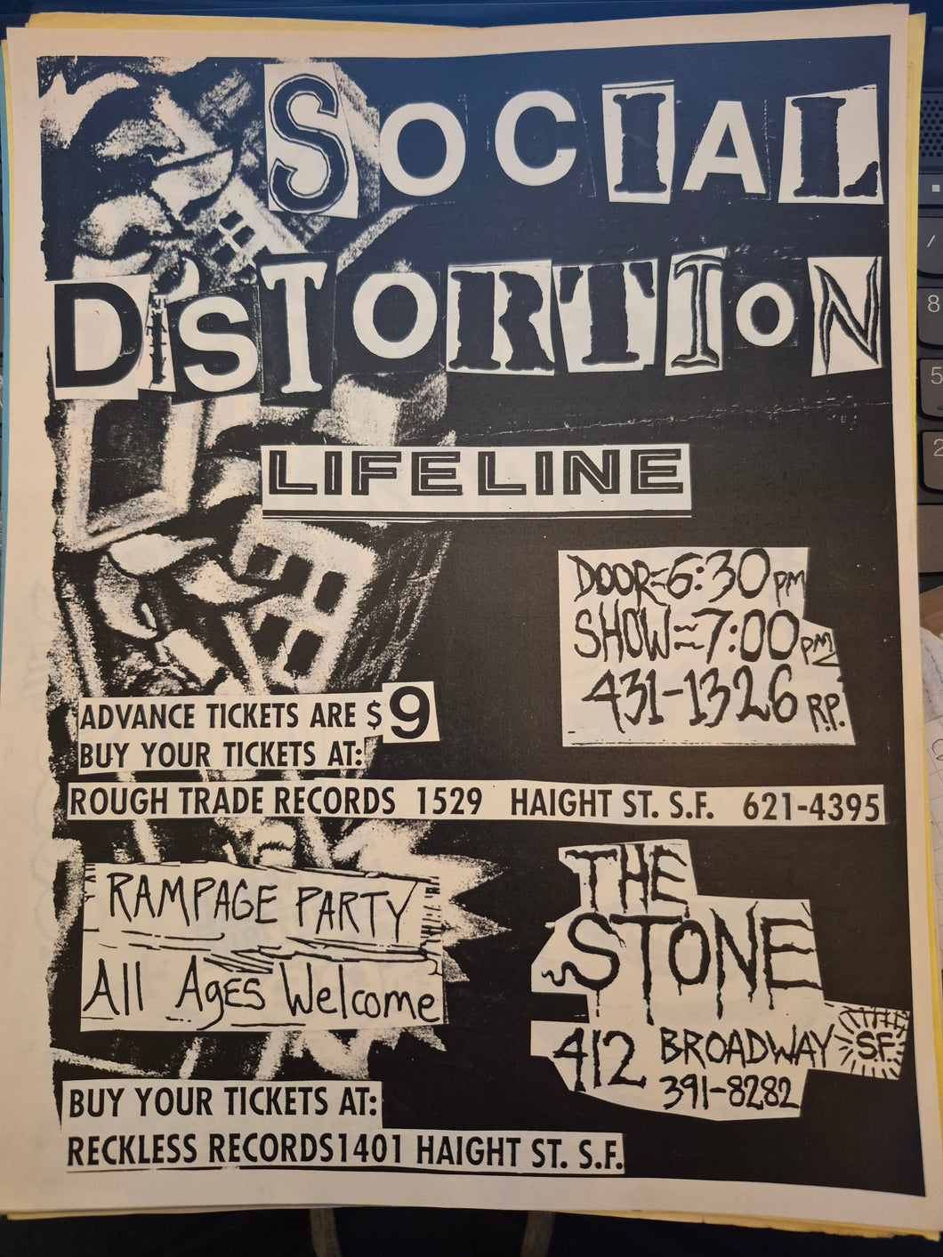 $20 PUNK FLYER  (8.5 x 11) Social Distortion