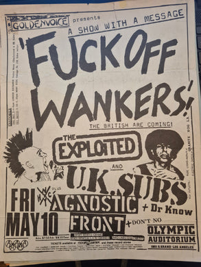 $20 PUNK FLYER  (8.5 x 11) Exploited Agnostic Front