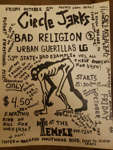 $15 PUNK FLYER - (8.5 x 11) CIRCLE JERKS BAD RELIGION