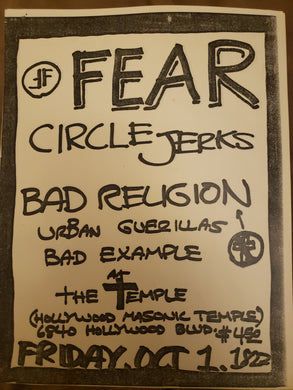 $15 PUNK FLYER - (8.5 x 11) FEAR CIRCLE JERKS BAD RELIGION