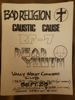 $15 PUNK FLYER - (8.5 x 11) BAD RELIGION RF7 DEAD YOUTH