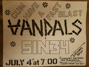 $15 PUNK FLYER - (8.5 x 11) VANDALS SIN 34