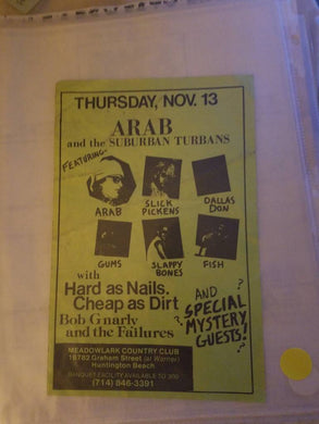 $5 PUNK FLYER - ARAB AND THE SUBURBAN TURBANS