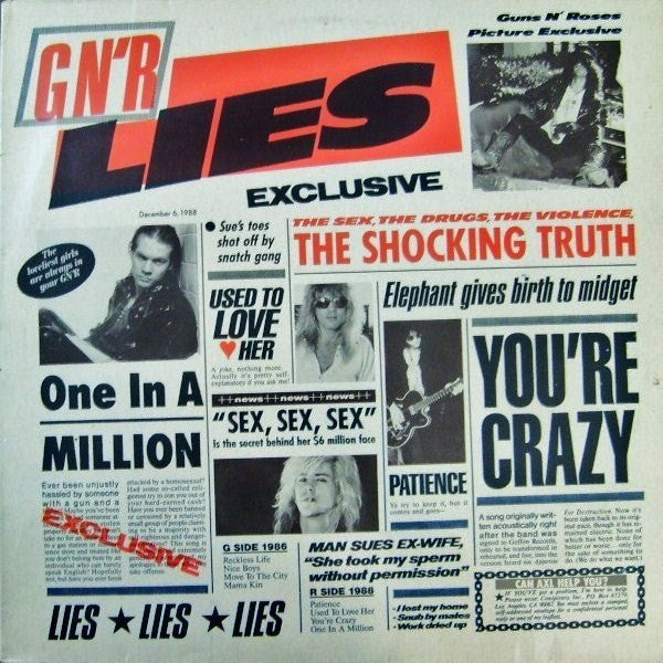 Guns N' Roses ‎- G N' R Lies USED METAL LP (VE)