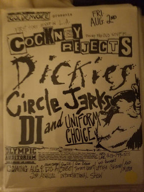 $20 PUNK FLYER - COCKNEY REJECTS DICKIES CIRCLE JERKS DI